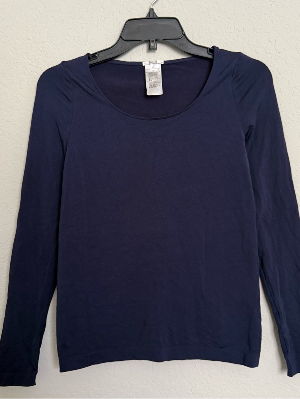 Wolford Navy Blue Base Layer Long Sleeve Shirt Size XS Basic Stretchy Polyamide
